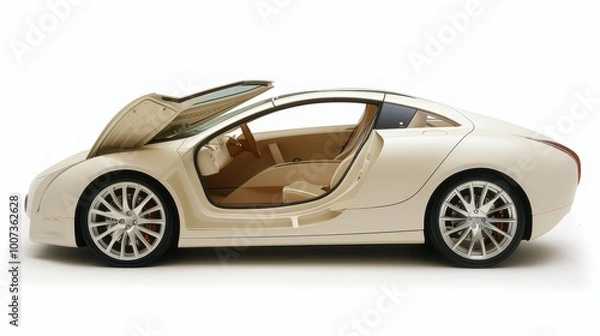 Fototapeta Isolated white car door on a clean white background with defined clip path for clarity