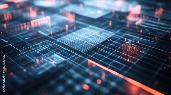 Fototapeta Digital Grid Network