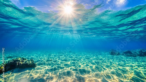 Fototapeta 青い海の中の海底の風景