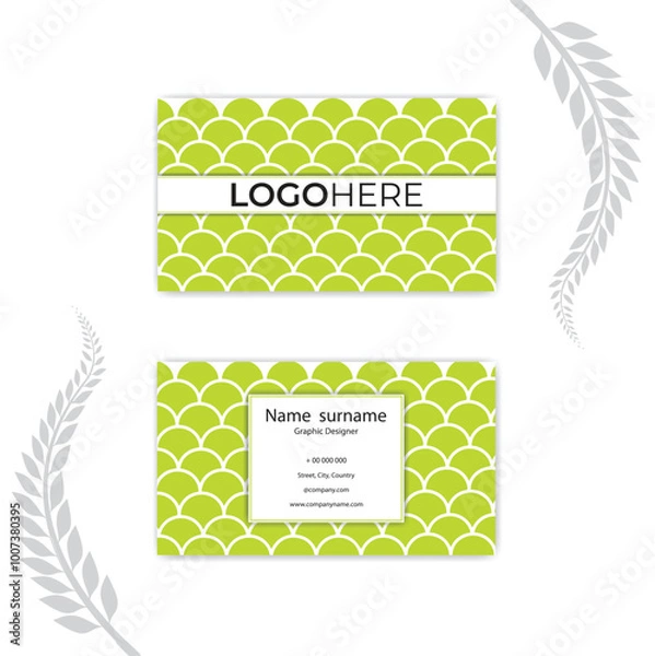 Obraz Print green business card template.