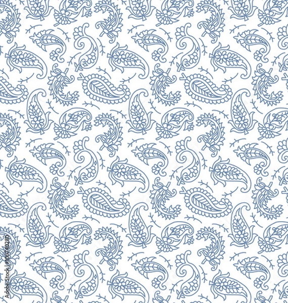 Obraz floral blue cucumbers on white background seamless