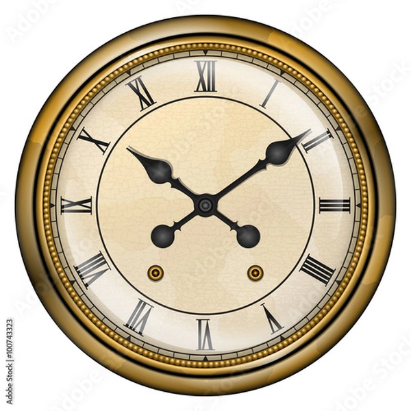 Obraz Antique clock with roman numbers vector isolated on white