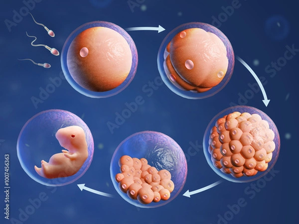 Fototapeta Human fertilization and embryonic development
