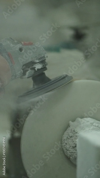 Obraz Marble Polishing on Rotating Machine for Smooth Finish