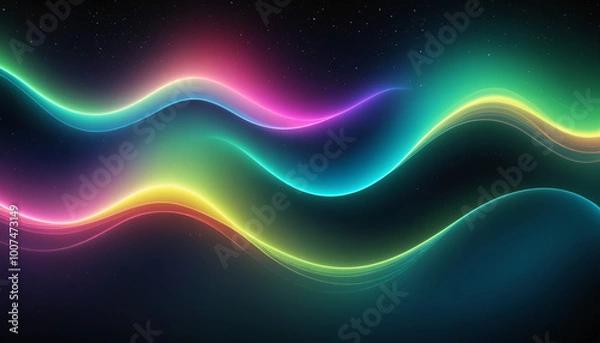 Fototapeta Colorful Aurora in another dimension, wavelike space abstract art,relief