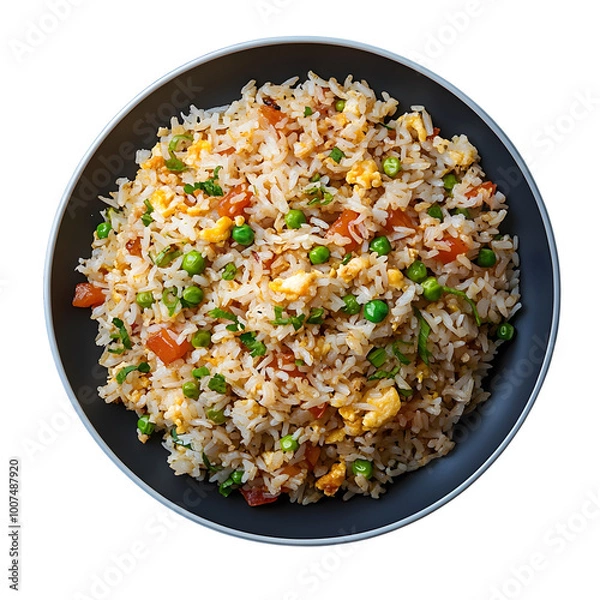 Fototapeta Top view of home cook Chinese fried rice isolated on transparent background