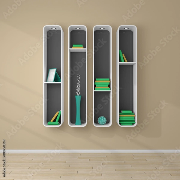Fototapeta 3d rendered bookshelves.