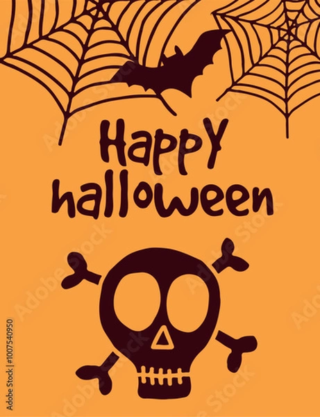 Fototapeta Horror card. Happy halloween flyer. Death holiday design