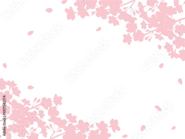 Fototapeta 桜のシルエットイラストのフレーム