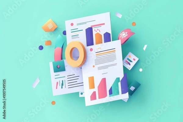 Fototapeta Colorful Abstract Business Charts and Data Visualization