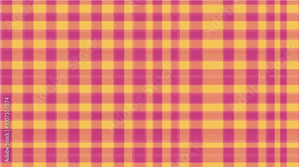 Fototapeta A seamless pattern featuring pink and yellow plaid design, ideal for textile designs, backgrounds, or wallpaper.
