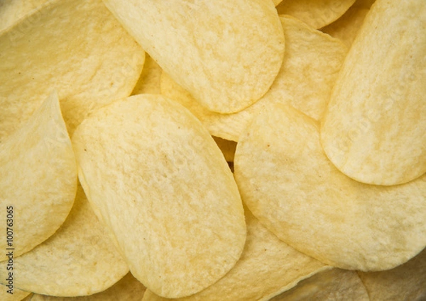 Fototapeta Prepared potato chips snack closeup view
