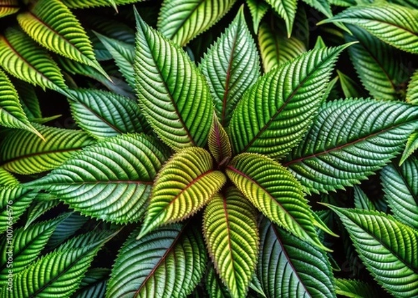 Fototapeta Intricate Leaves with Spines Showcasing Unique Natural Patterns and Textures in Vibrant Greenery