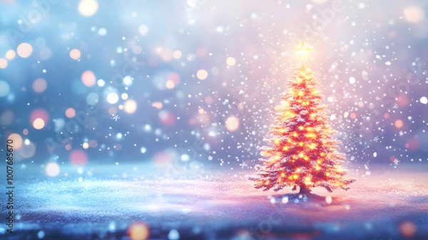 Obraz 3キラキラ光輝くイルミネーションとクリスマスツリー　Gererated AI