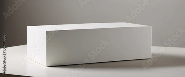 Fototapeta Minimalist White Box Product Mockup on Table for Branding and Packaging Design