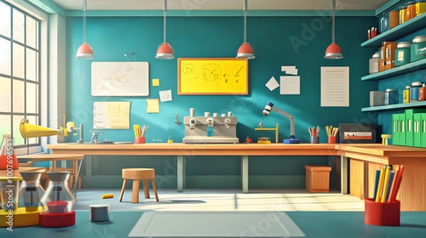 Fototapeta 3D cartoon Science Lab background