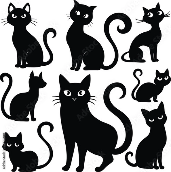 Fototapeta Black cat silhouettes