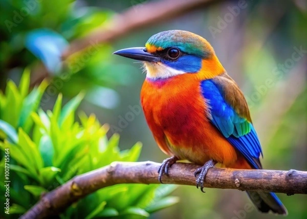 Fototapeta Vibrant Australian Bird Perched on Branch Surrounded by Lush Greenery in Natural Habitat Setting