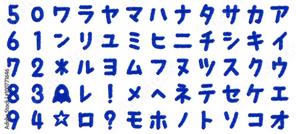 Obraz 刺繍加工のあいうえお＆数字　カタカナ