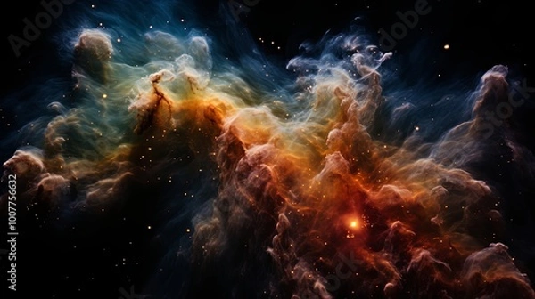 Fototapeta Celestial Tapestry A Symphony of Cosmic Clouds, Shimmering Stardust, and Ethereal Nebulae
