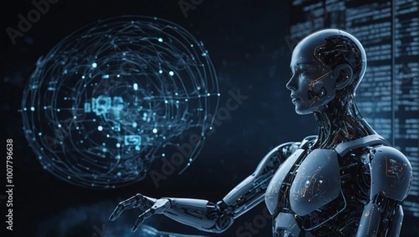 Obraz Artificial Intelligence Interacting With Data Sphere