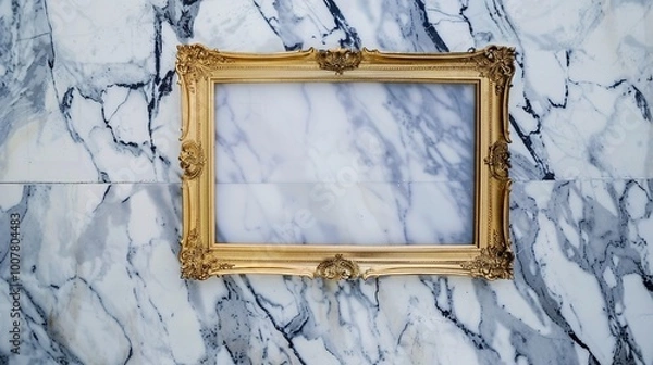 Fototapeta Golden frame on marble background