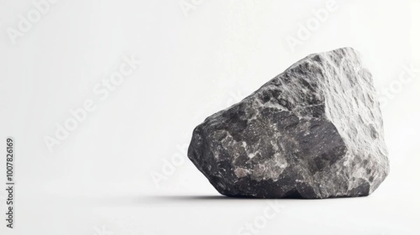 Fototapeta Simple stone object showcased against a pure white background for clear presentation. The clean white background contrasts perfectly with the natural stone texture.
