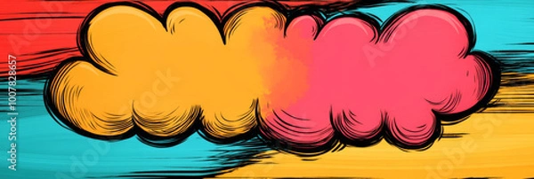 Fototapeta Two colorful speech bubbles on a bright background.