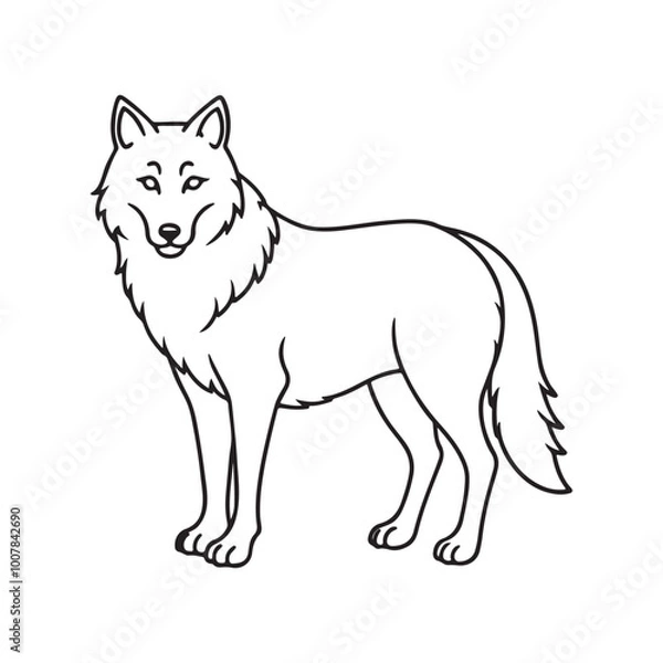 Obraz Wolf line out vector style illustration.