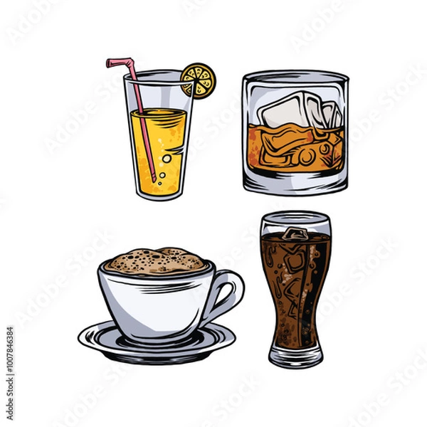 Obraz Cafe Drinks Vector Style