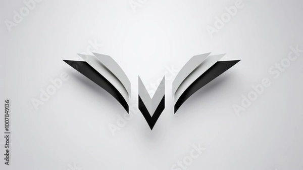 Fototapeta An abstract black arrow background in a white and blue color theme symbolizes progress and direction. 