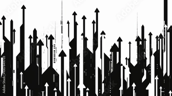 Obraz An abstract black arrow background in a white and blue color theme symbolizes progress and direction. 
