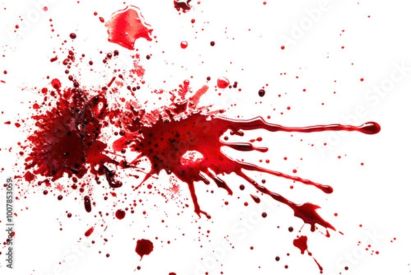 Obraz Blood Splatter Transparent Background - High-Quality Image for Design and Artistic Expression