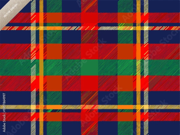 Fototapeta Scottish Inspired Tartan Plaid  Multi Striped Vector Art Pattern Design