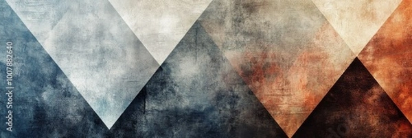 Fototapeta grey Neutral Tones Geometric Triangles Grainy Texture. background with Subtle Gradients and Muted Colors 
