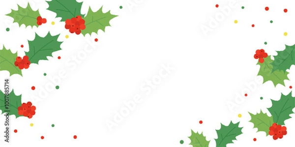 Fototapeta ヒイラギの長方形フレームイラスト素材