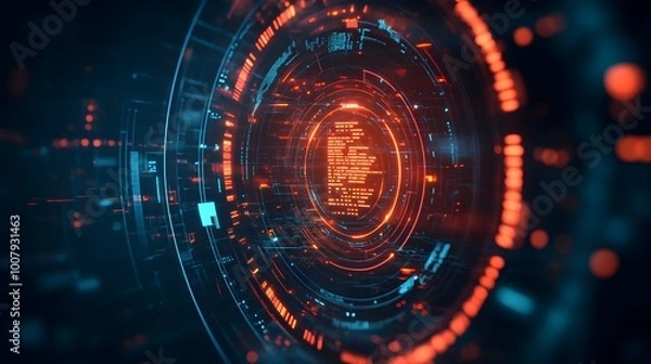 Fototapeta Abstract Digital Interface with Red and Blue Lights