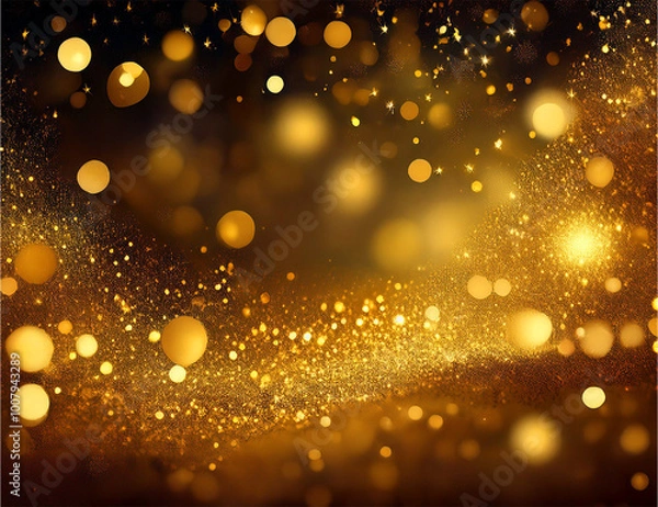 Fototapeta クリスマスのキラキラ金のアブストラクト背景