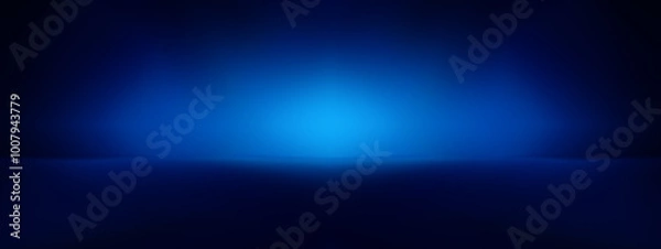Fototapeta Abstract wall studio room blue background for displaying your products. Dark empty scene, blue neon searchlight light.