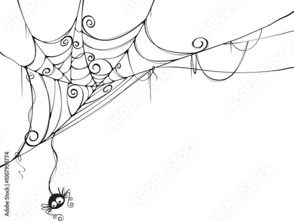 Fototapeta Isolated spooky spider web in a fun way