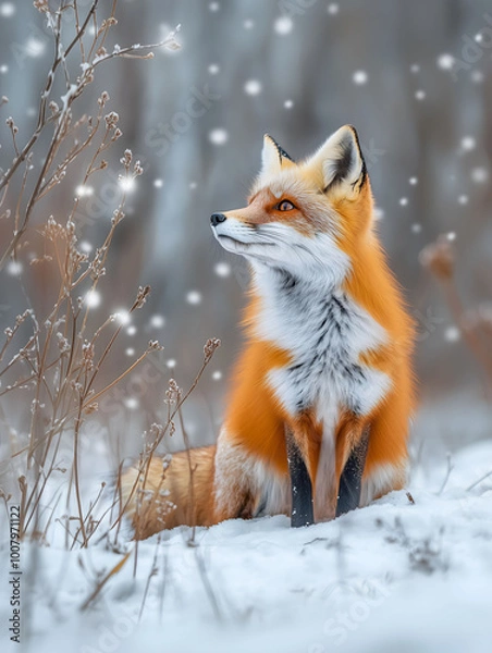 Obraz Serene Red Fox in Winter Snowfall