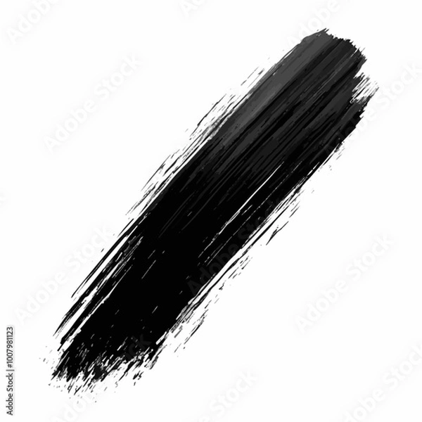 Fototapeta A sleek, minimalistic black brushstroke with soft edges on a white background, perfect for elegant digital designs.