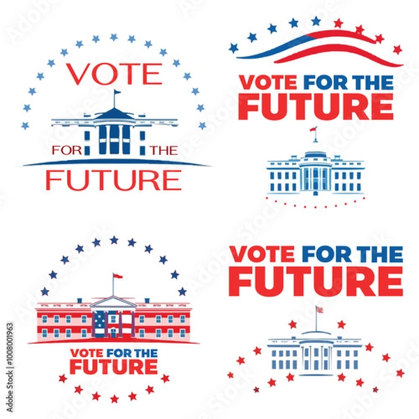 Obraz an illustration vector set for USA Presidental Election isolated on plain white background