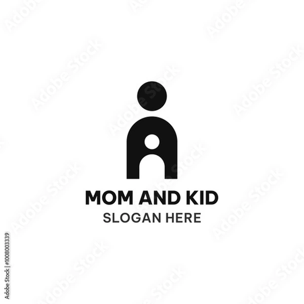 Obraz Mom and kid logo template in simple flat style. Family vector illustration for icon, symbol, etc.