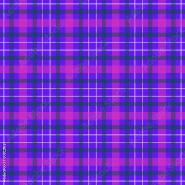Obraz Purple gingham background, seamless vector pattern, design for fabric, wallpaper, textile print.