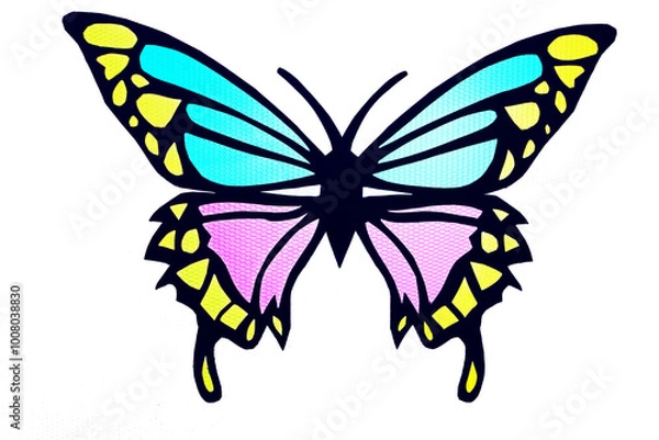 Obraz 切り絵のカラフルな蝶