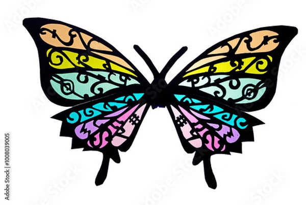 Obraz 切り絵の音符の蝶