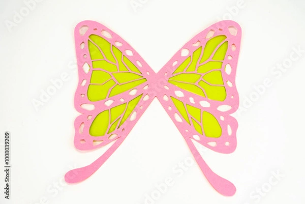 Obraz 切り絵のピンクの蝶