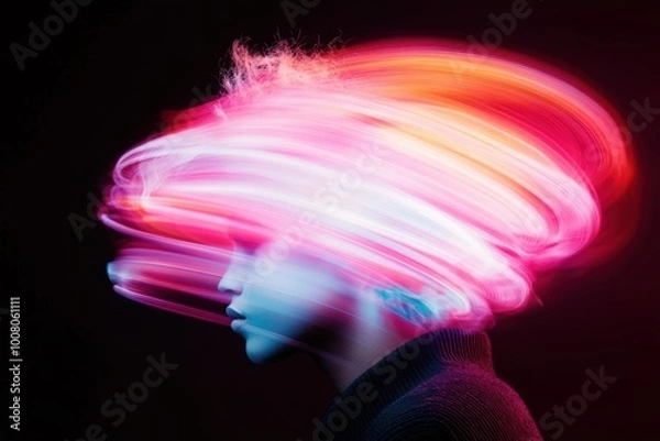 Obraz Woman with light trails abstract portrait