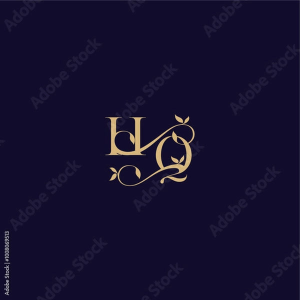 Fototapeta wedding initial beauty leaf monogram logo letter organic and elegant concept HQ